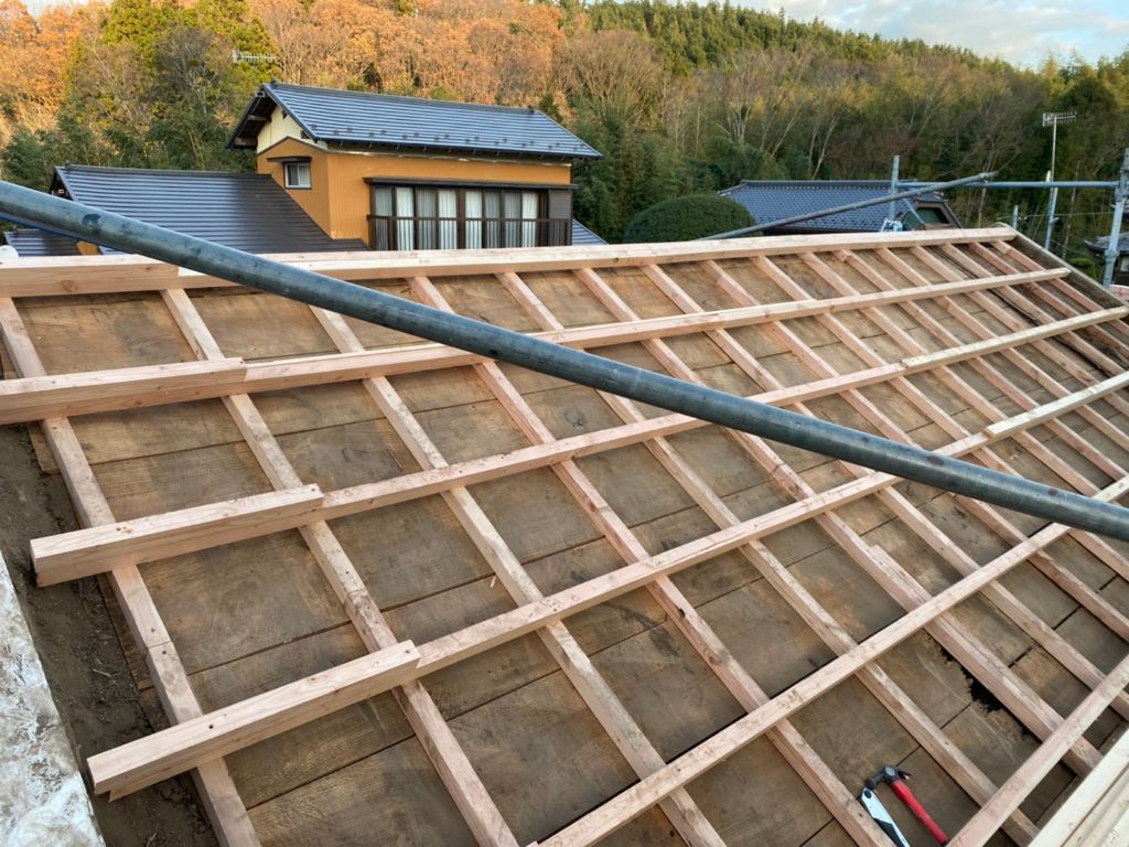 施工中：木組み作業